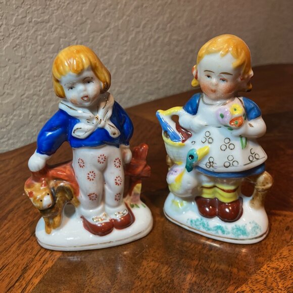Pair of Occupied Japan (1940's) Ceramic Children Figurines - Picture 2 of 9